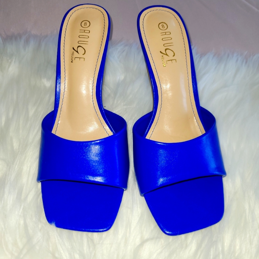 Cobalt Electric Blue low heel mules sz. 8